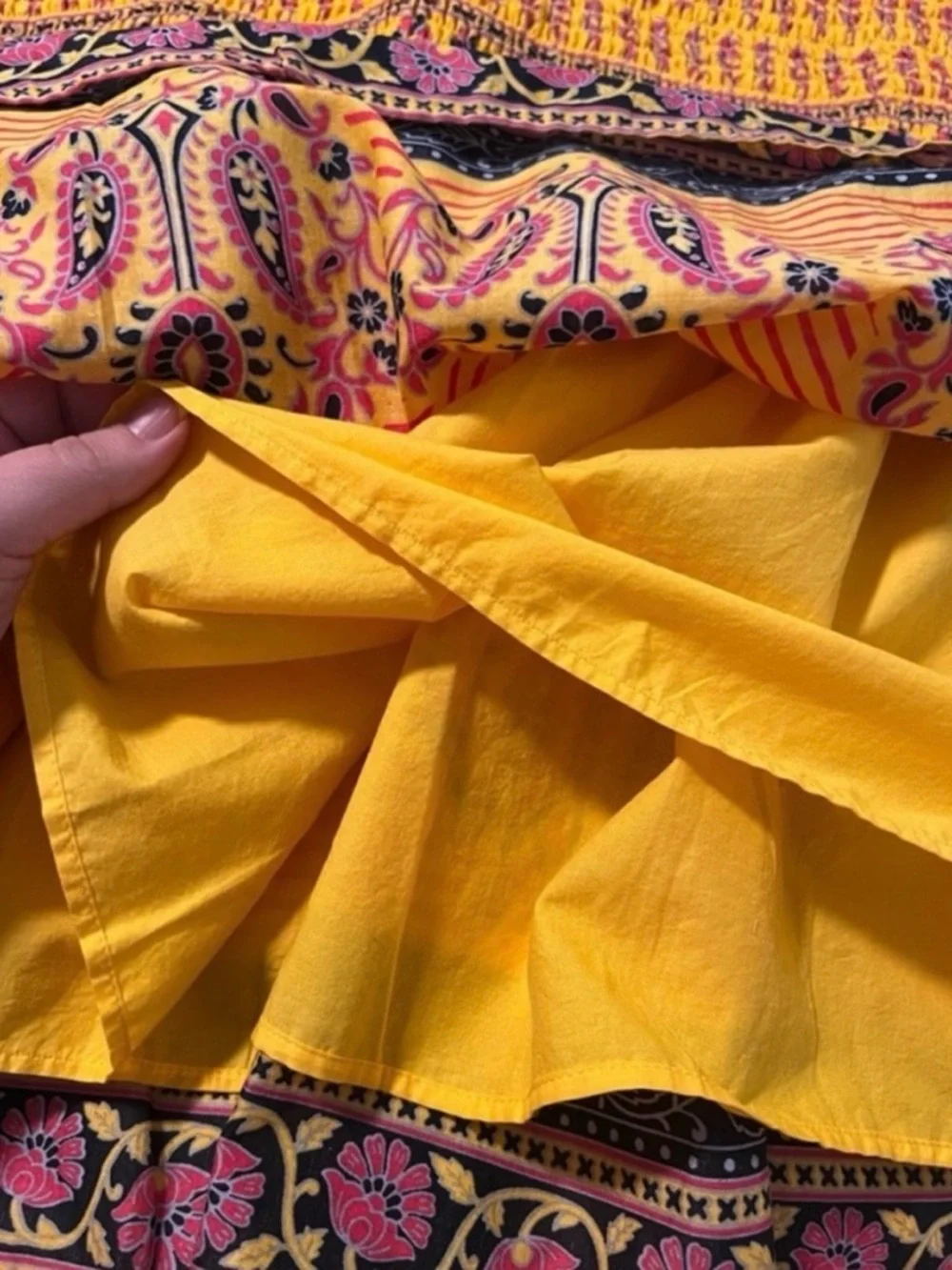 J.Crew Sunny Block Print Midi Skirt NWT Size 2 Boho Summer Yellow Cotton - Picture 7 of 8